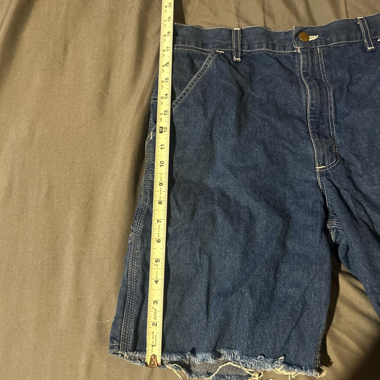 carhartt jorts good condition a couple little paint... - Depop