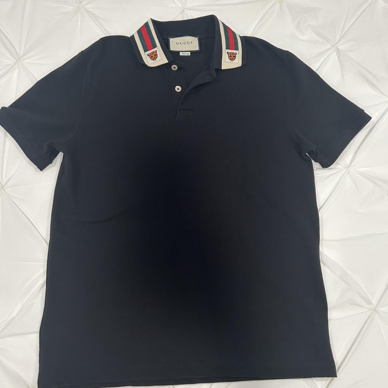 Gucci Polo Shirt Black Size Small, worn once #Gucci... - Depop