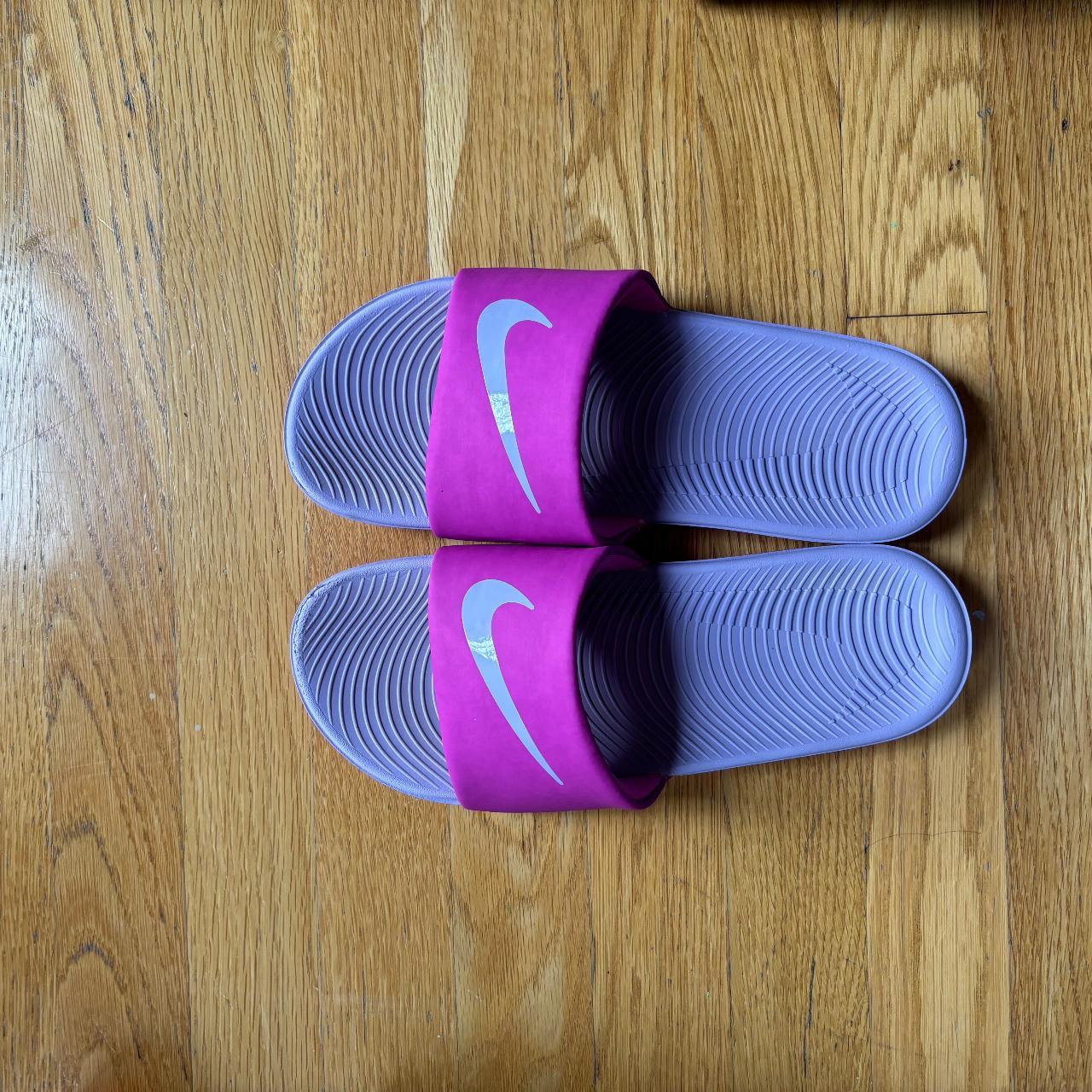 purple nike slides
