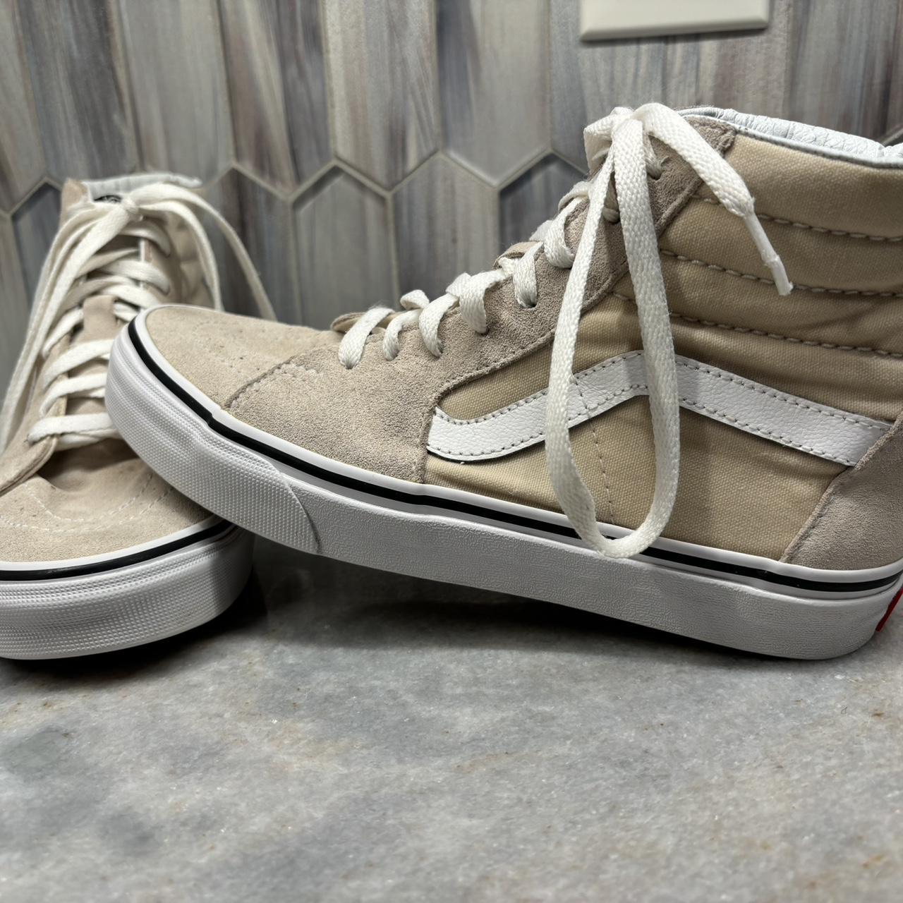 Vans Sk8 Hi Suede Blush White Canvas Casual High Top. Depop