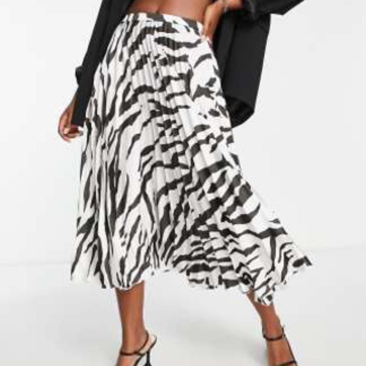ASOS DESIGN satin pleated midi skirt in mono