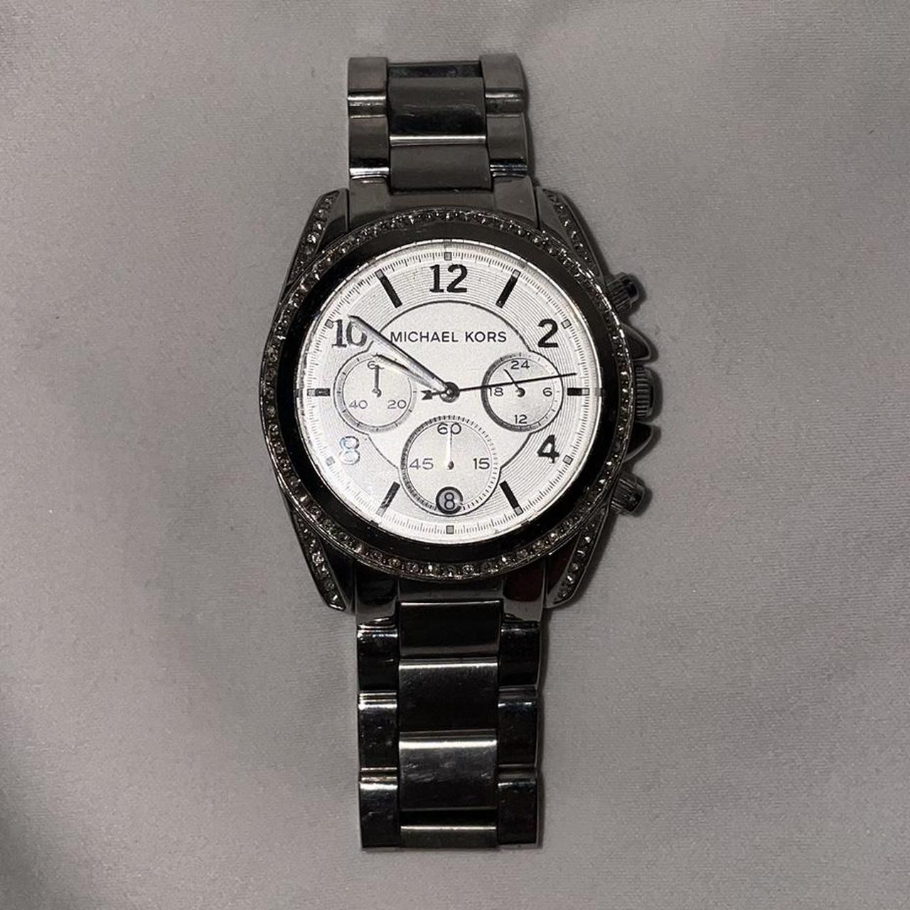 Michael kors silver watch with rhinestones hotsell