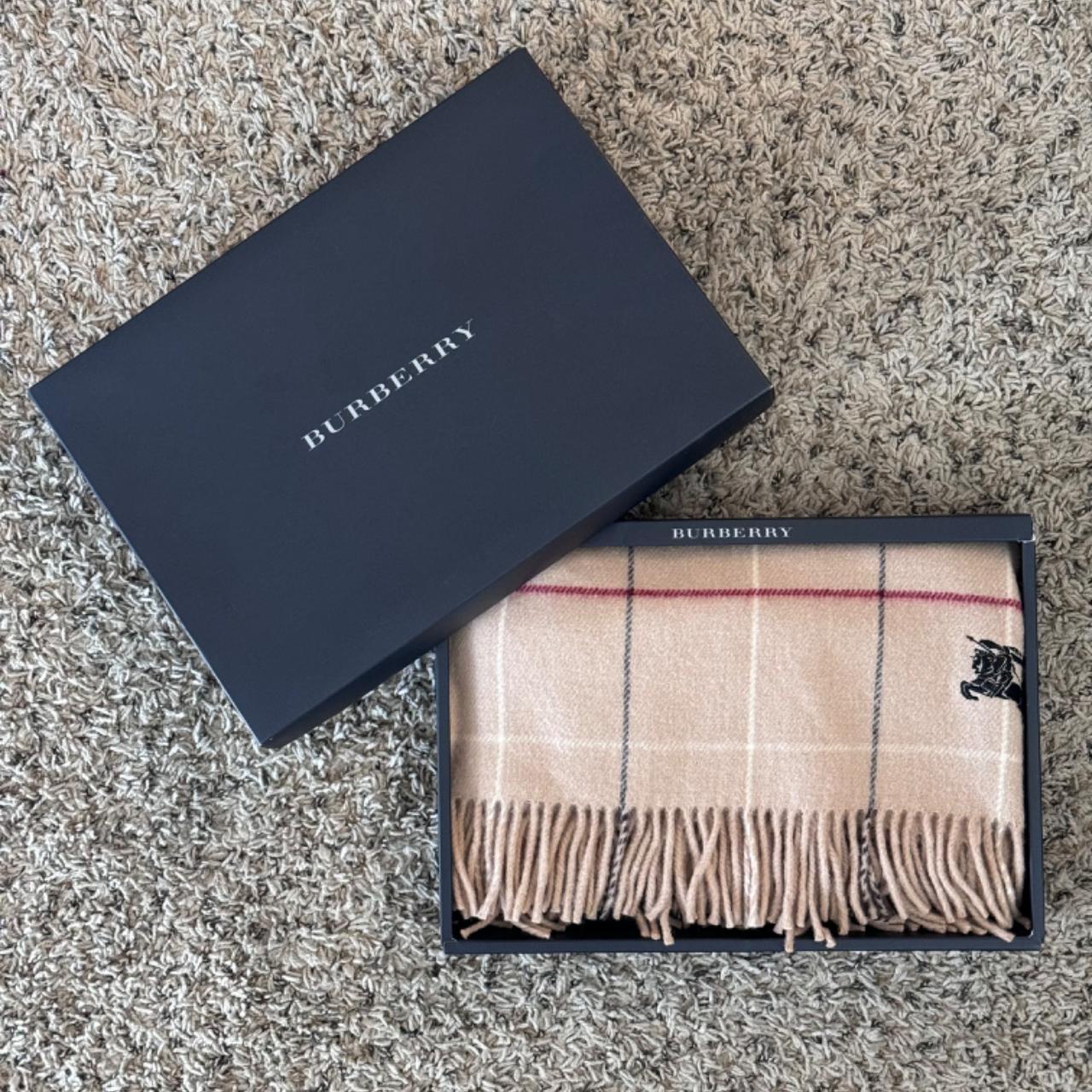 Vintage Burberry Nova Check Cashmere Wool Scarf New... - Depop