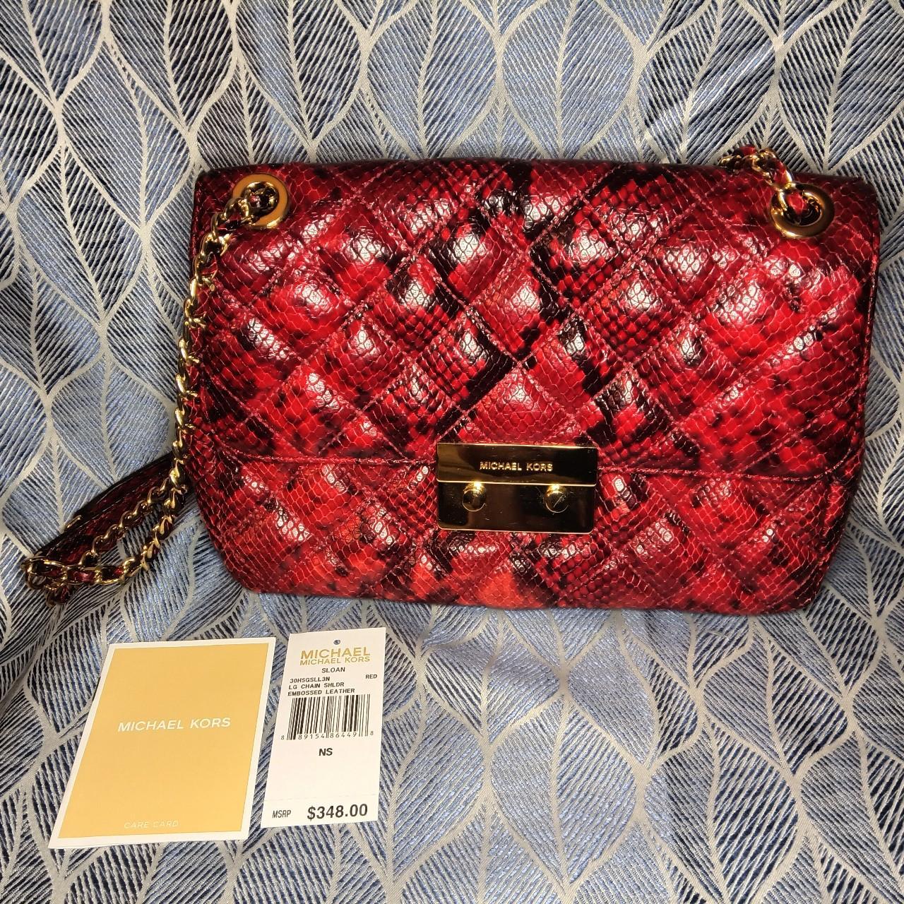 Michael Kors Red Leather Snakeskin Purse With Tags Depop