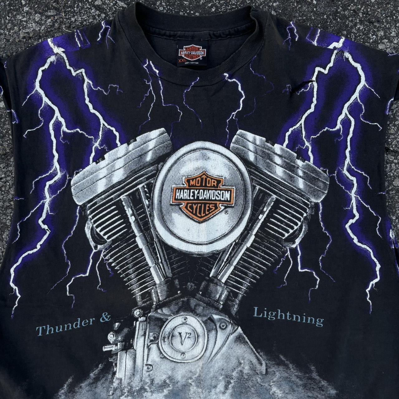 Vintage Harley shops Davidson All Over Print Thunder & Lightning T-shirt