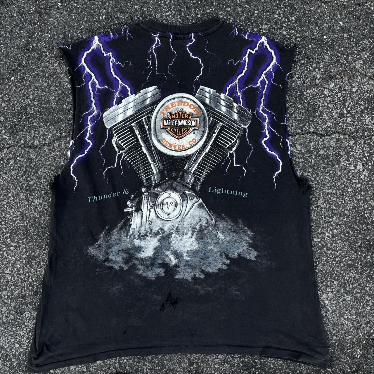 VINTAGE 90's HARLEY DAVIDSON THUNDER & LIGHTING ALL | Depop