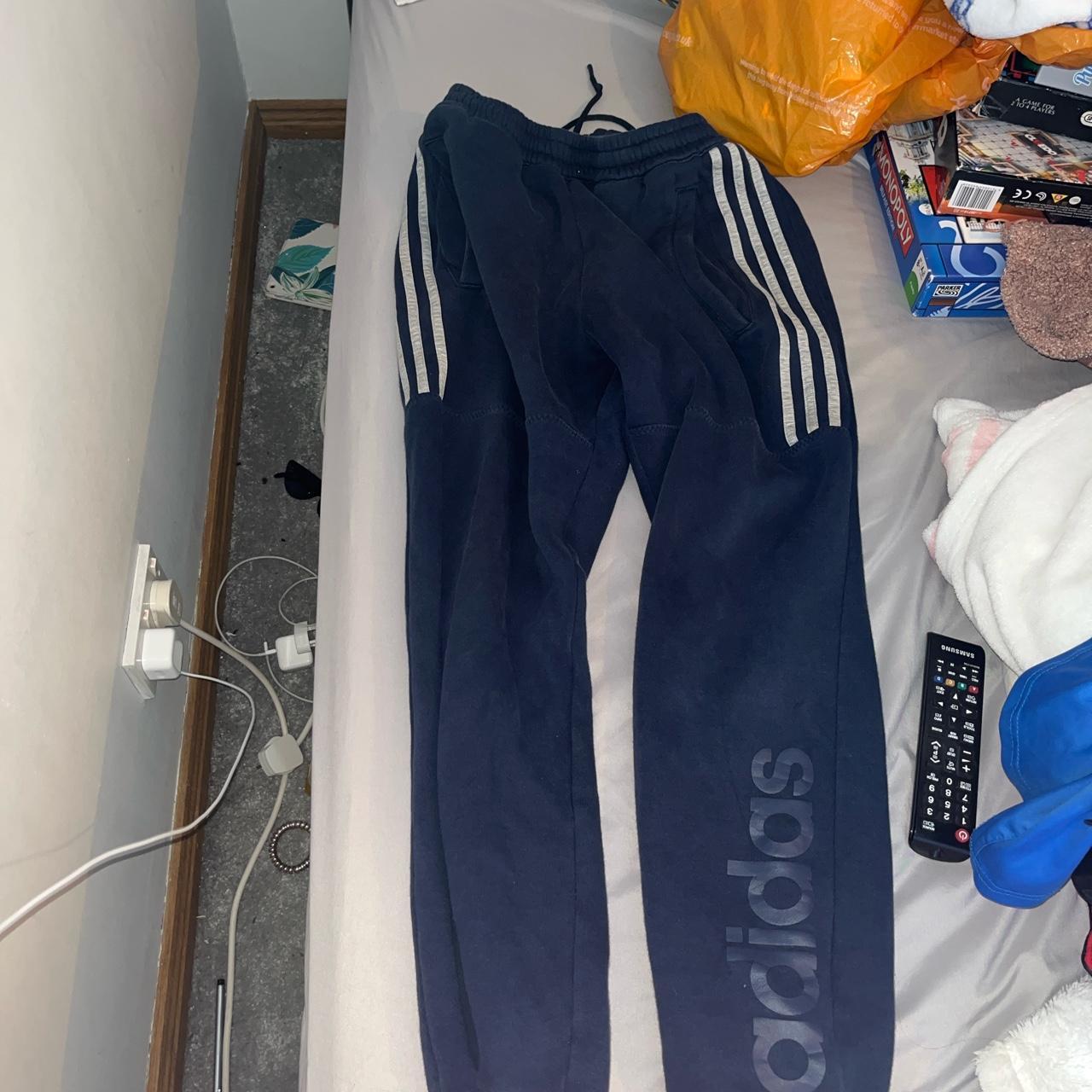 Adidas Men's Navy and White Joggerstracksuits Depop