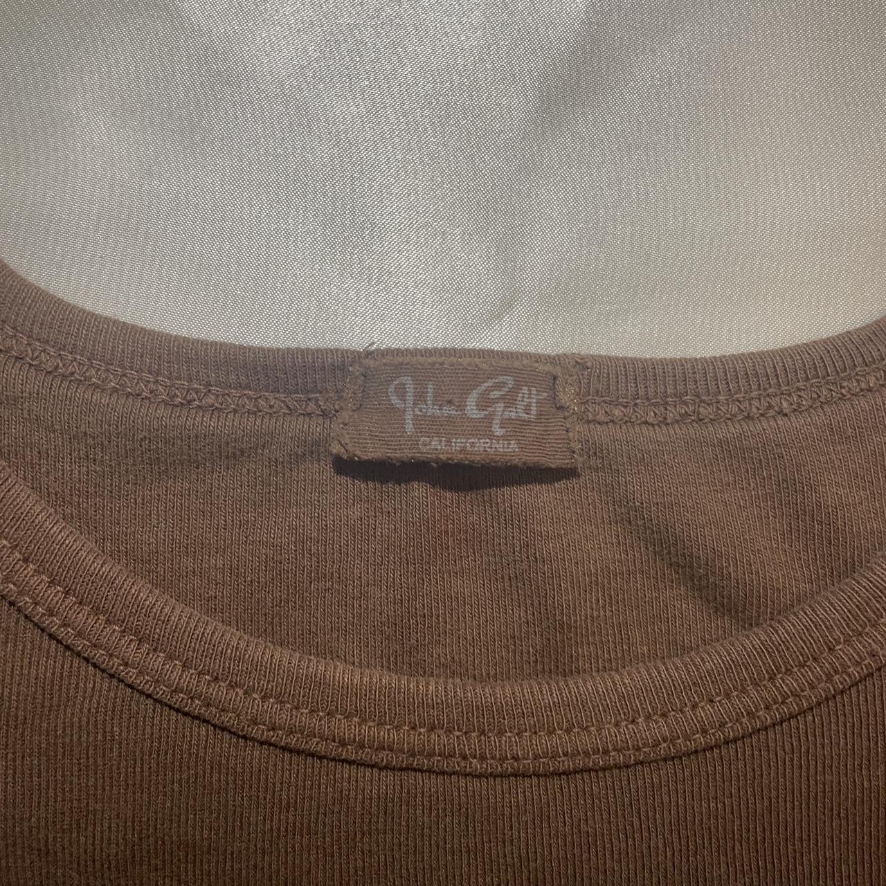 Brown and white Brandy Melville baby tee Trendy Depop