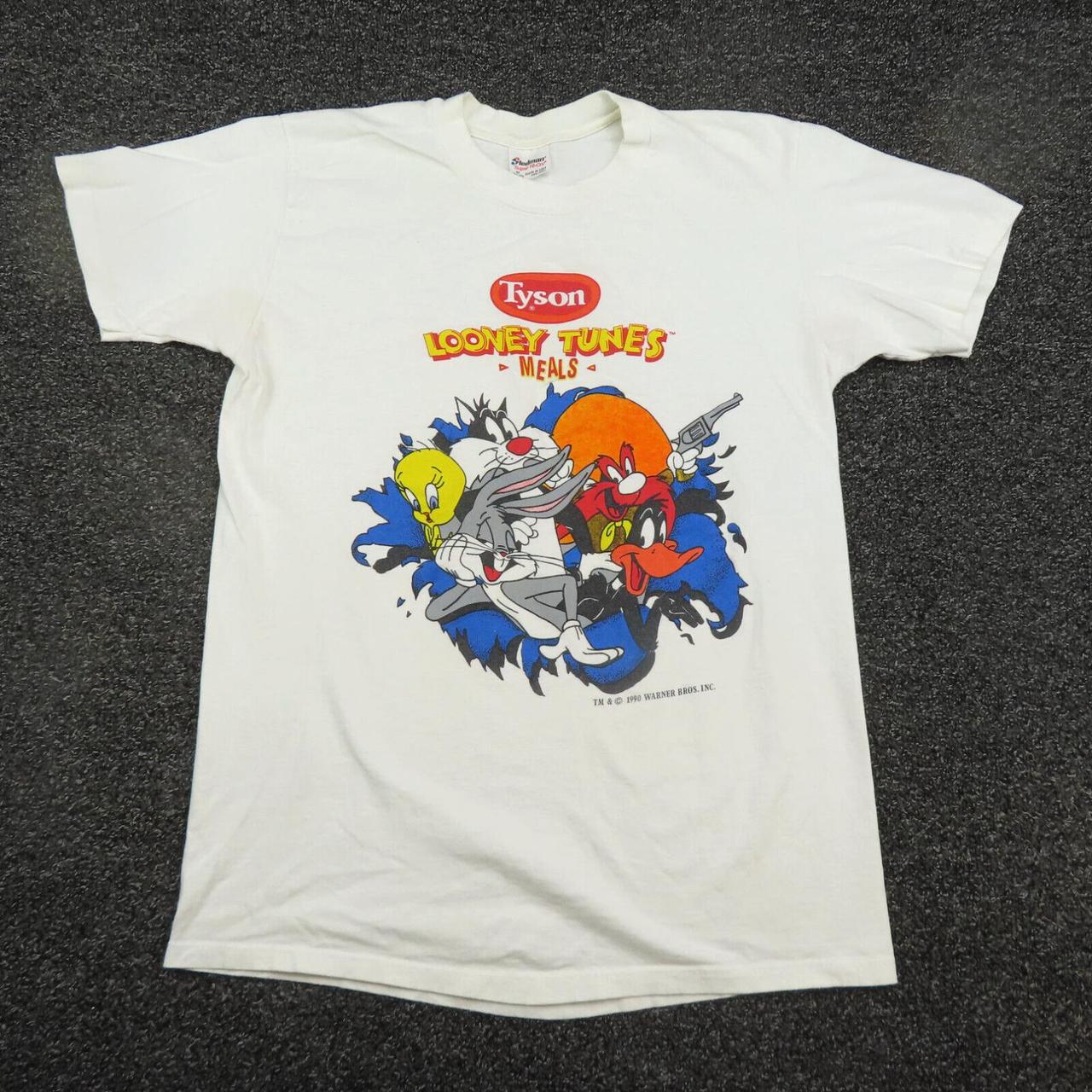 Vintage Looney Tunes Shirt Medium White Tyson Meals... - Depop