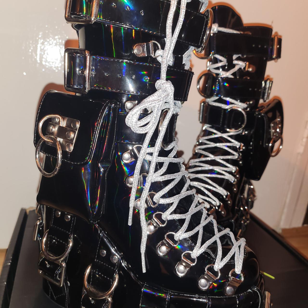 dolls kill holographic boots