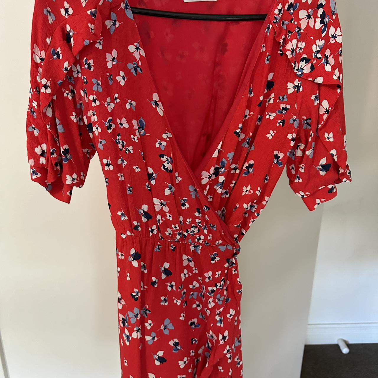 KOOKAI Red Floral Short Sleeve Delilah Wrap Dress 36