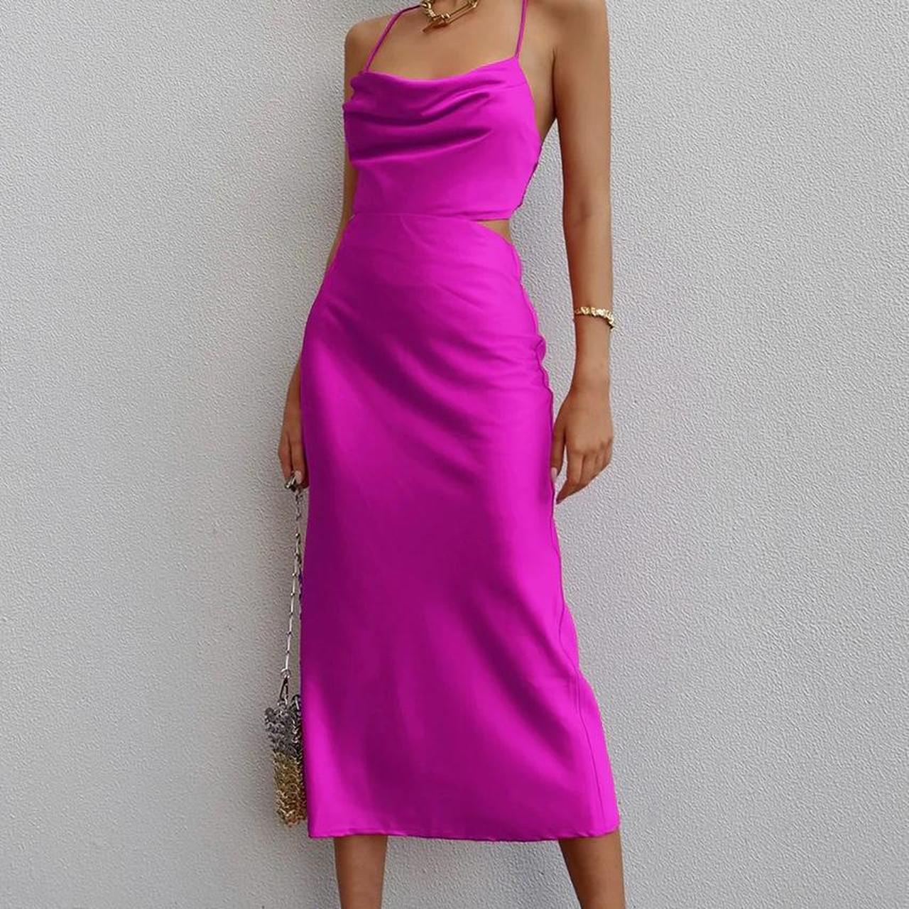 Runaway The Label Charis Slip Dress In Hot Pink X Depop