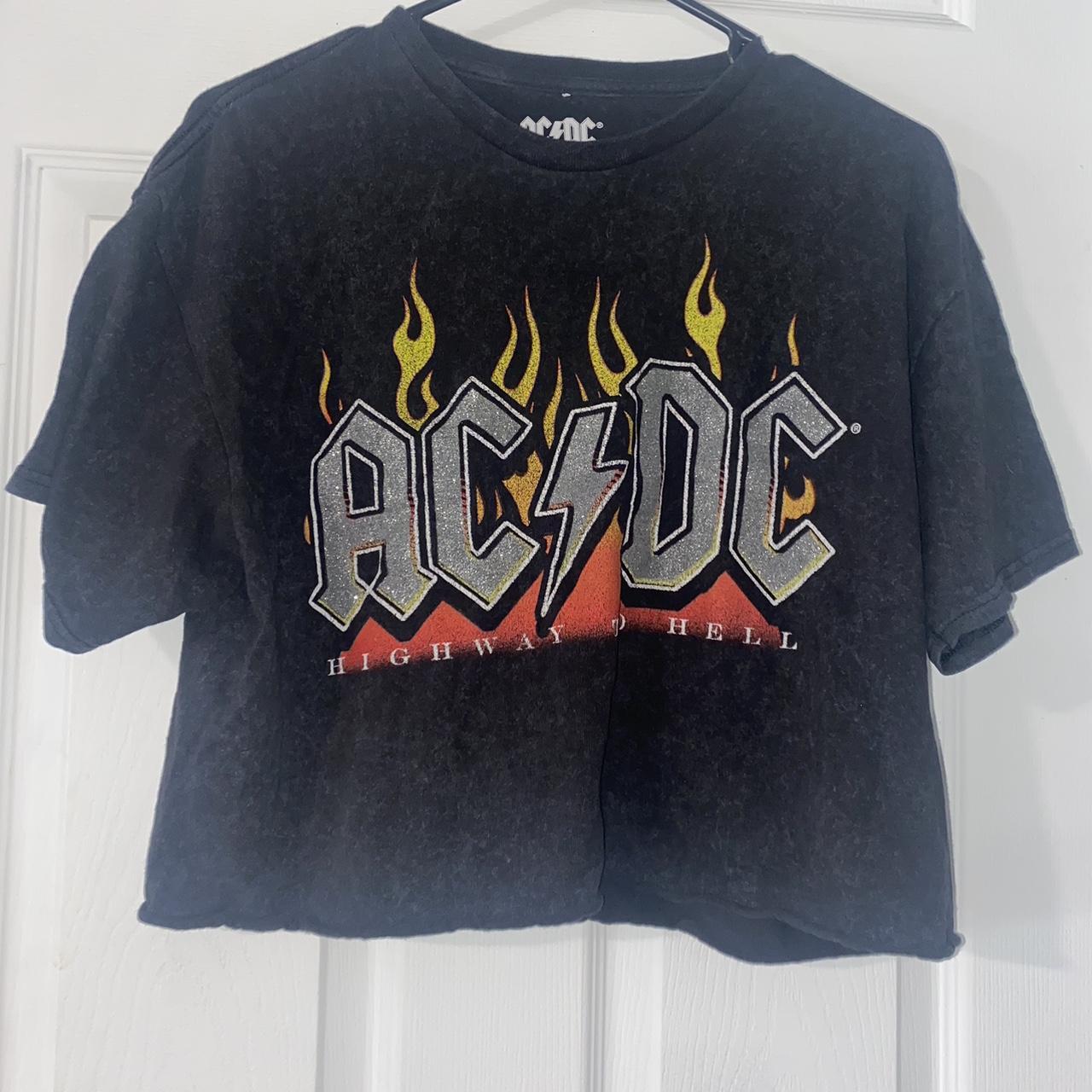 AC/DC slightly cropped shirt - no flaws - Depop