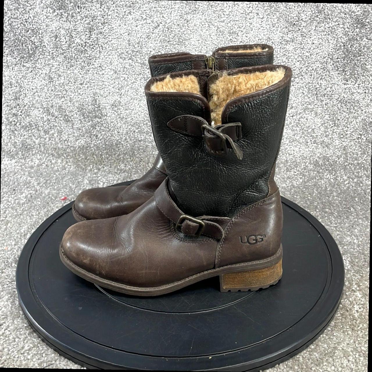 Men's Chaney Biker Brown Leather Boots in Size Depop