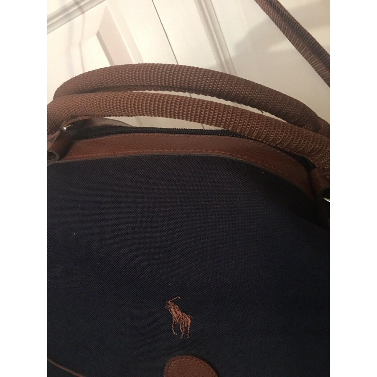 Polo Ralph Lauren Duffel Bag Large Canvas Blue Brown - Depop