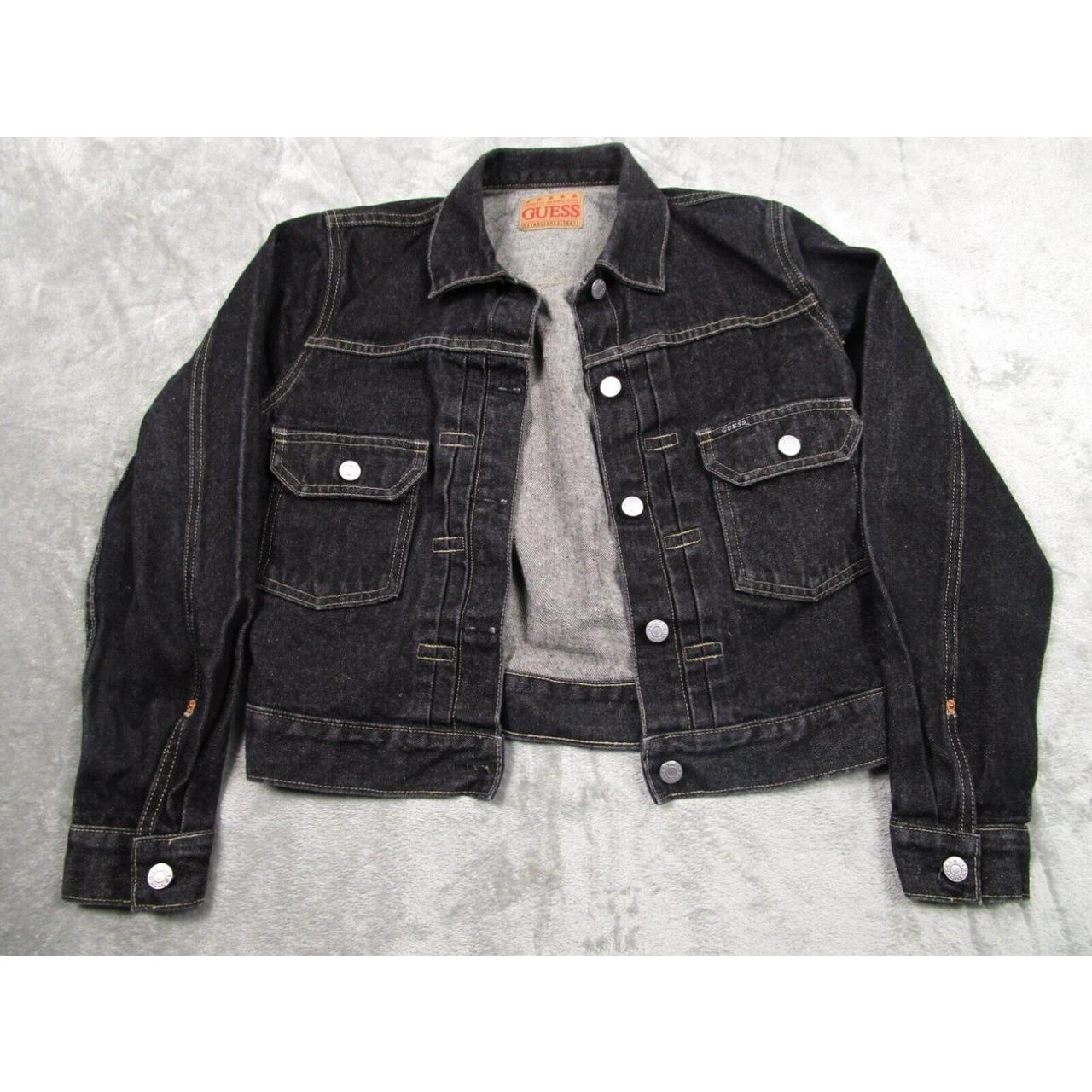 Vintage Guess Denim Jacket Womens Medium Black. Depop