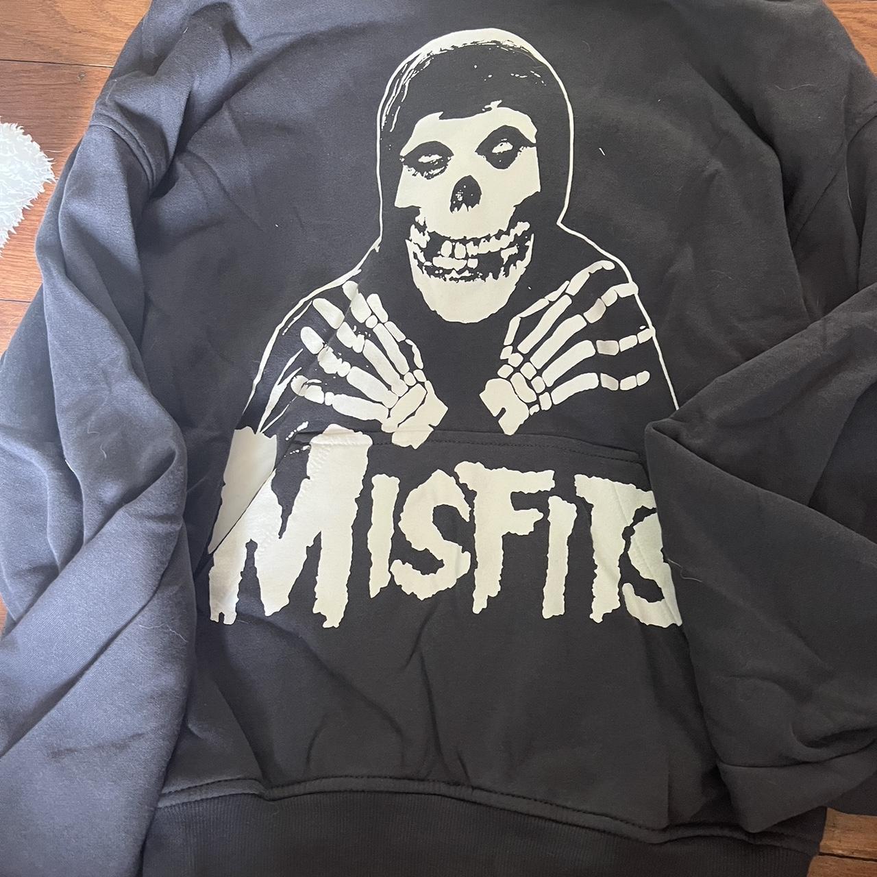 dark grey misfit skeleton hoodie size small Depop