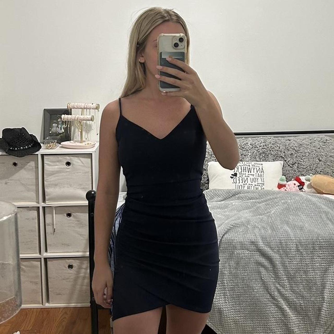 Navy blue bodycon mini dress! Size XS. In excellent... - Depop