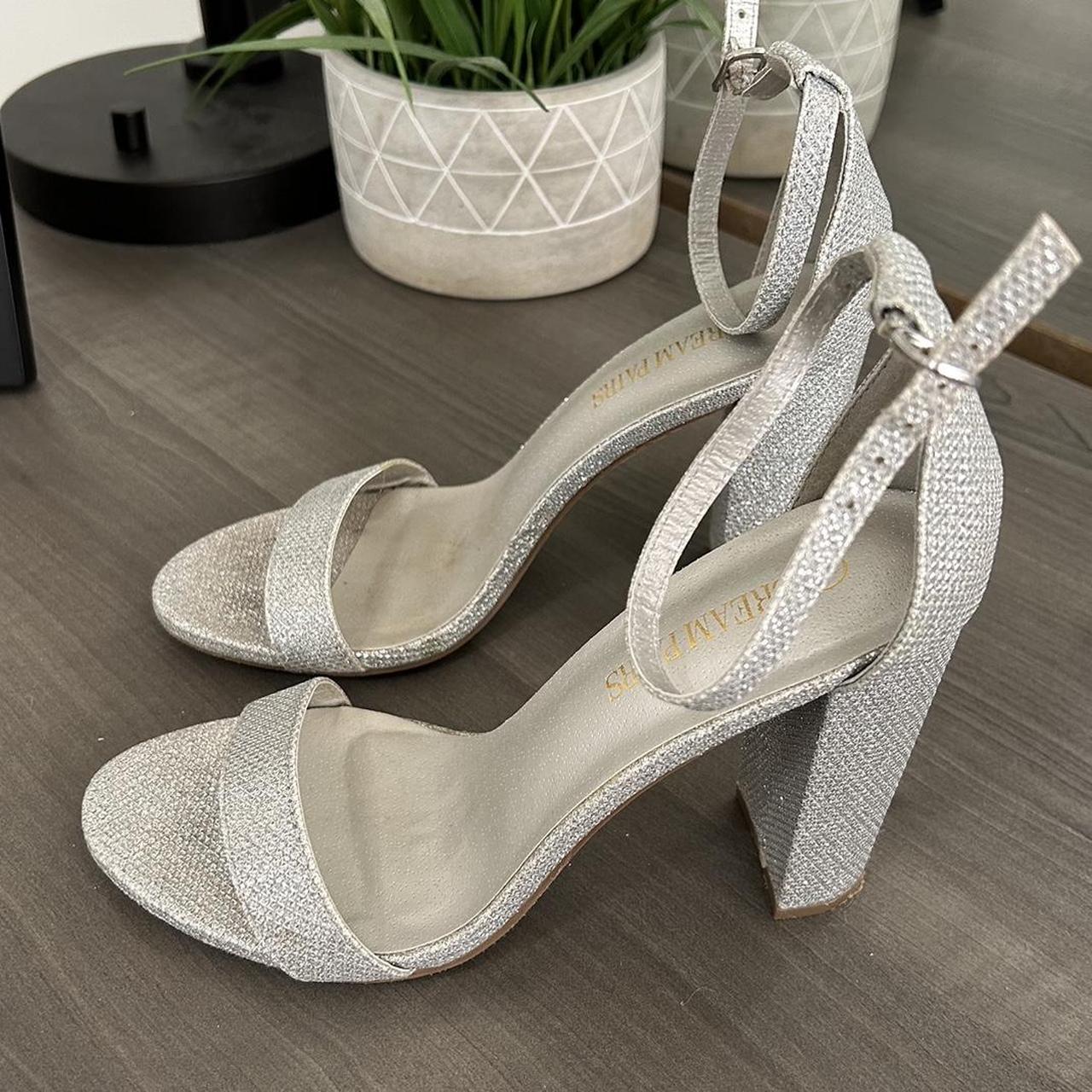 Silver two inch fashion heels