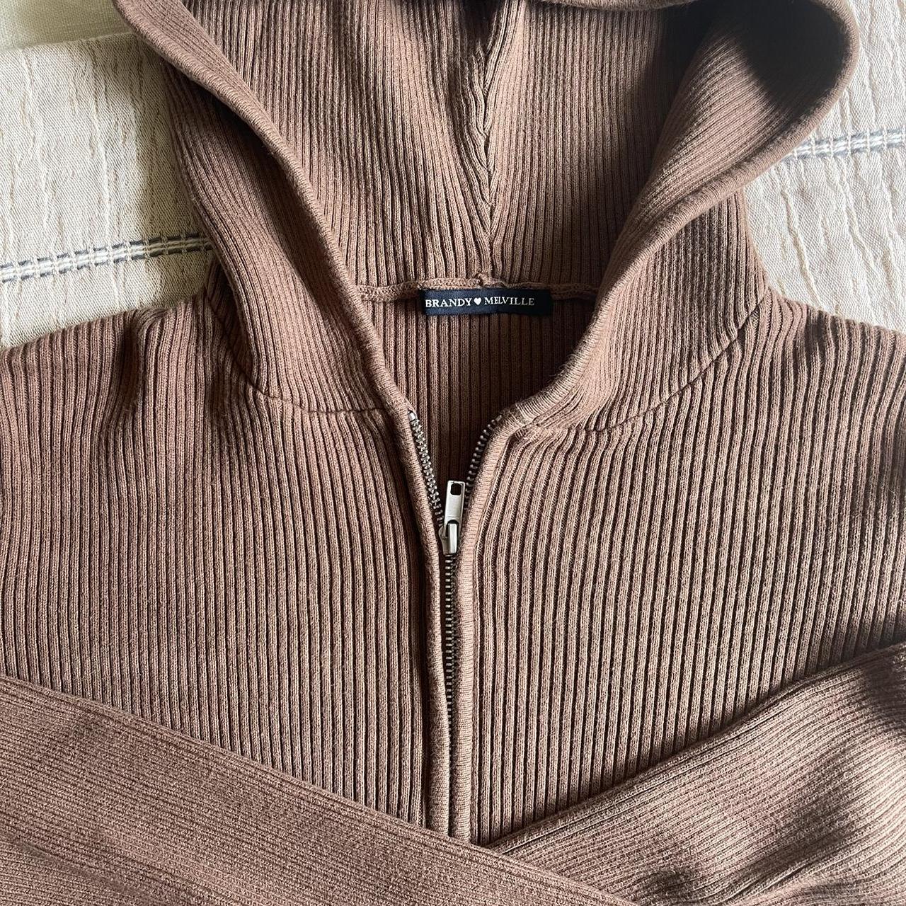 Brandy Melville brown Arden cropped hoodie Depop