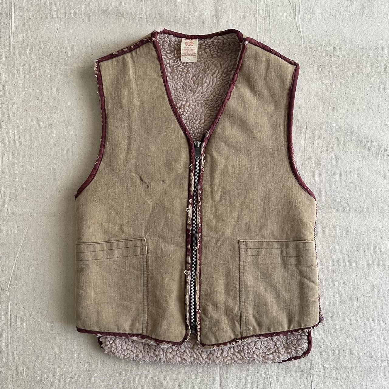 70s hunting vest. Wool lined with distressing... - Depop