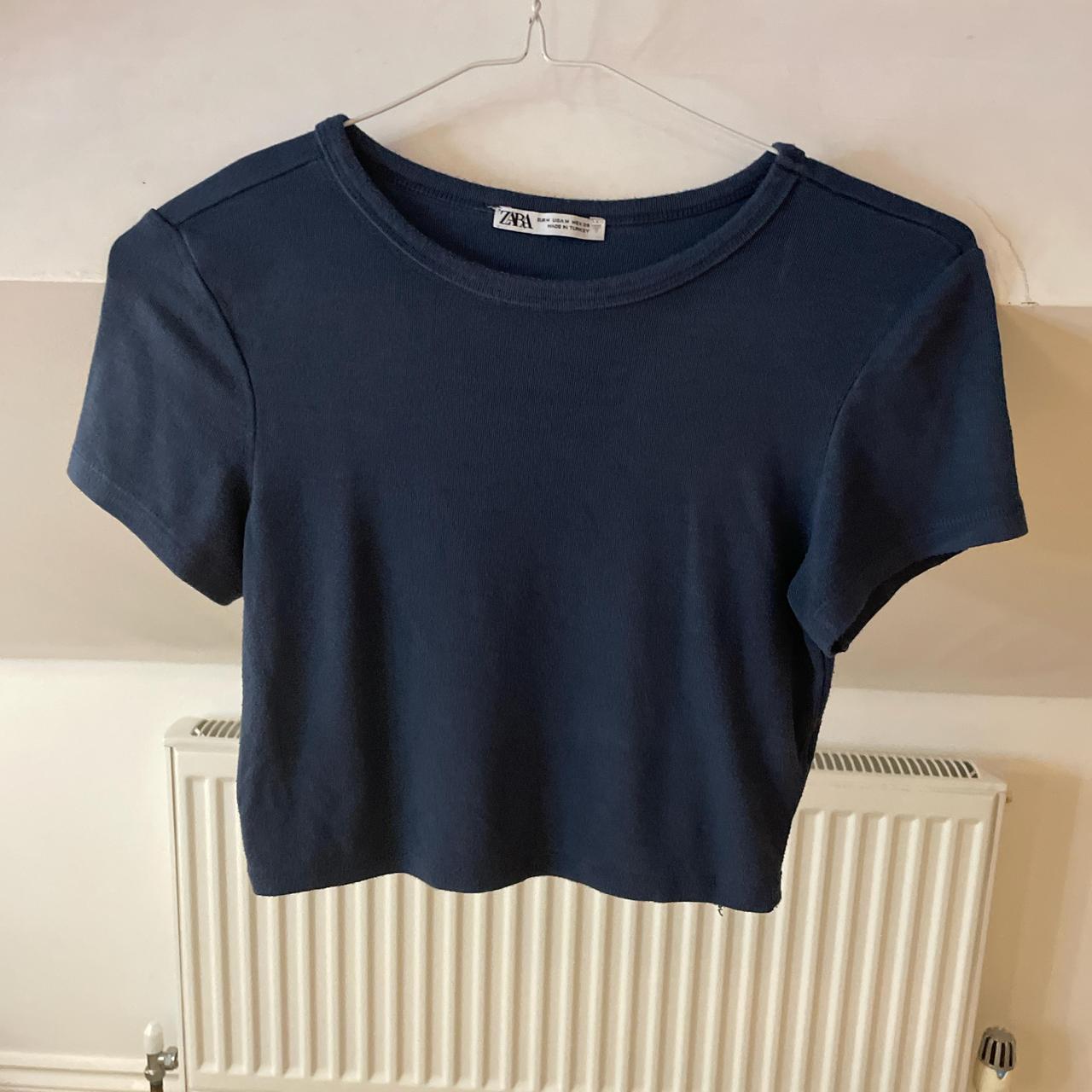 Navy blue Zara Crop top same as the black one on... Depop