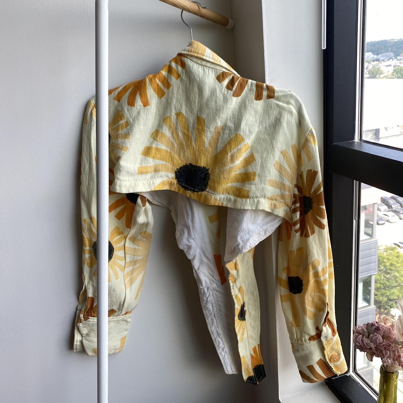 Jacquemus Yellow Floral Pattern Crop Top Jacket - | Depop