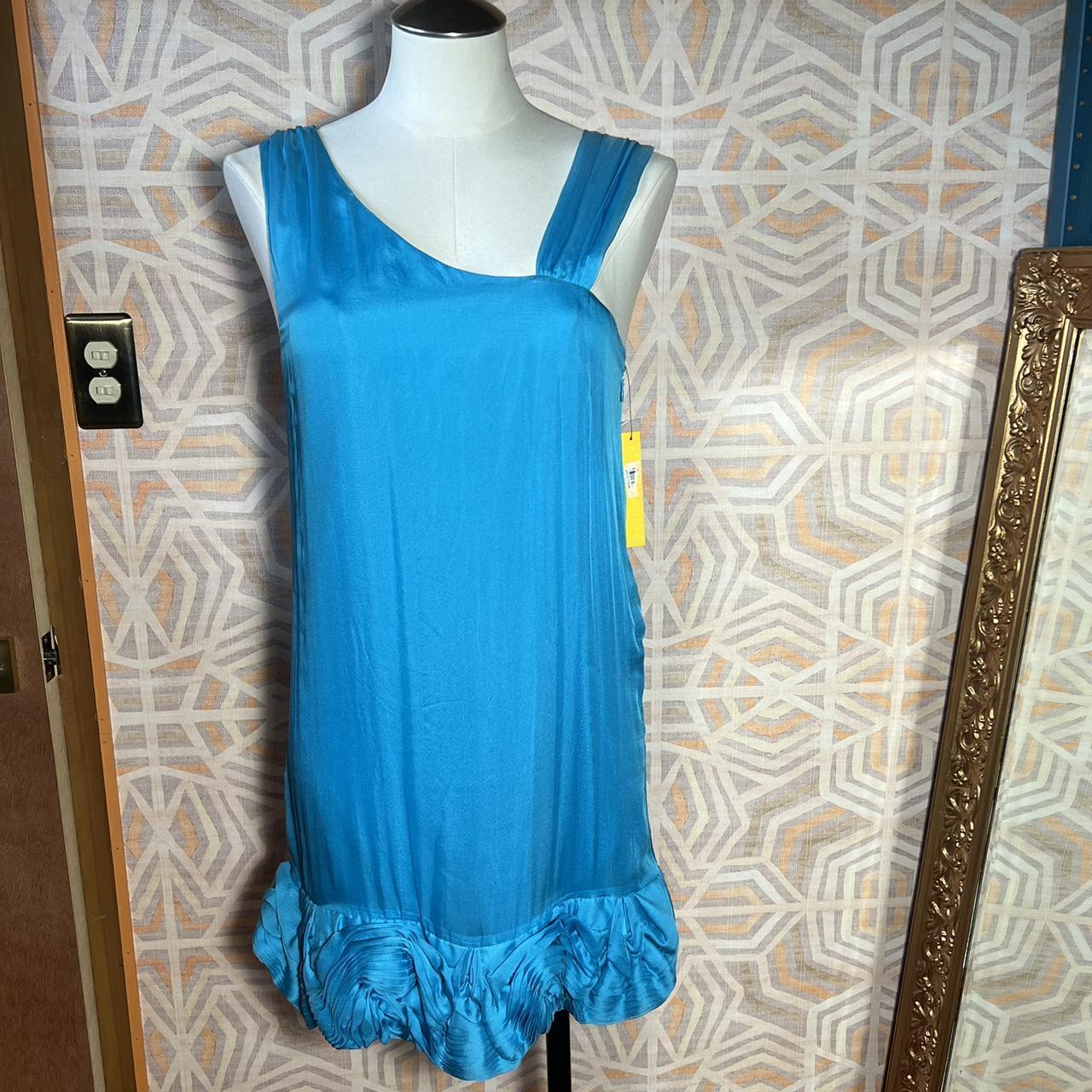 NWT Alice and Olivia Silk turquoise dress with. Depop