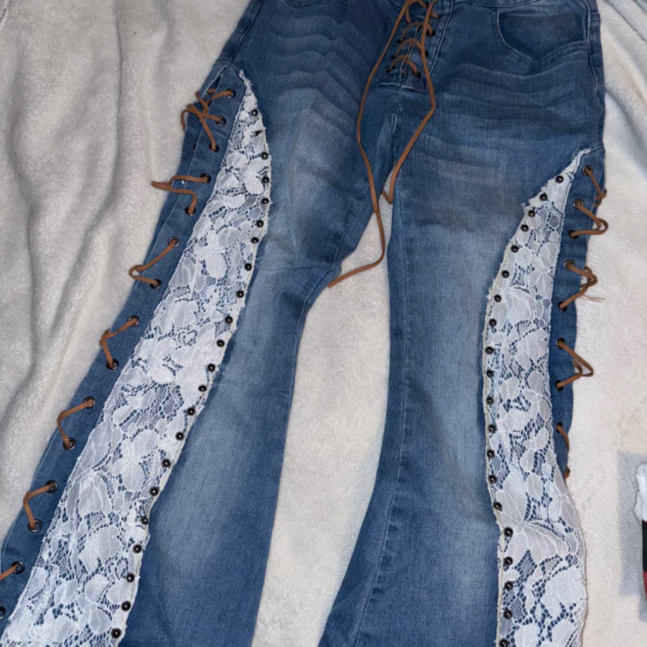 Current mood lace up pants with white lace