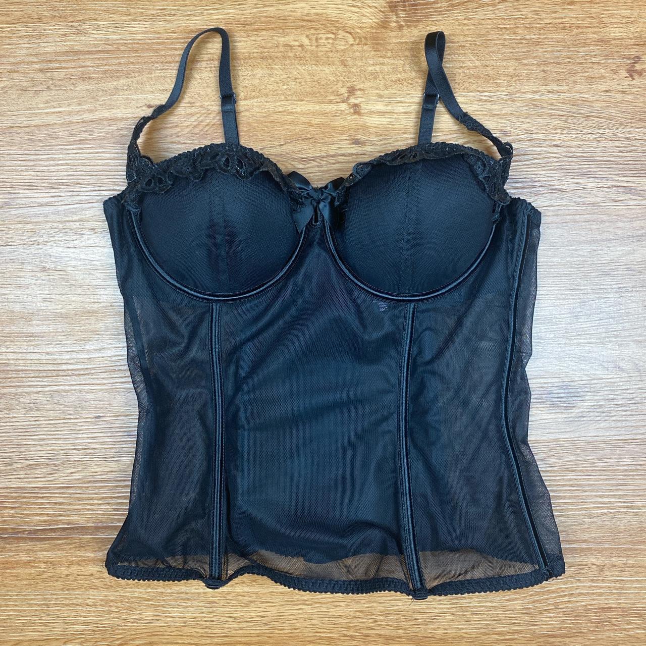 victoria's secret black mesh bustier/corset top!... - Depop