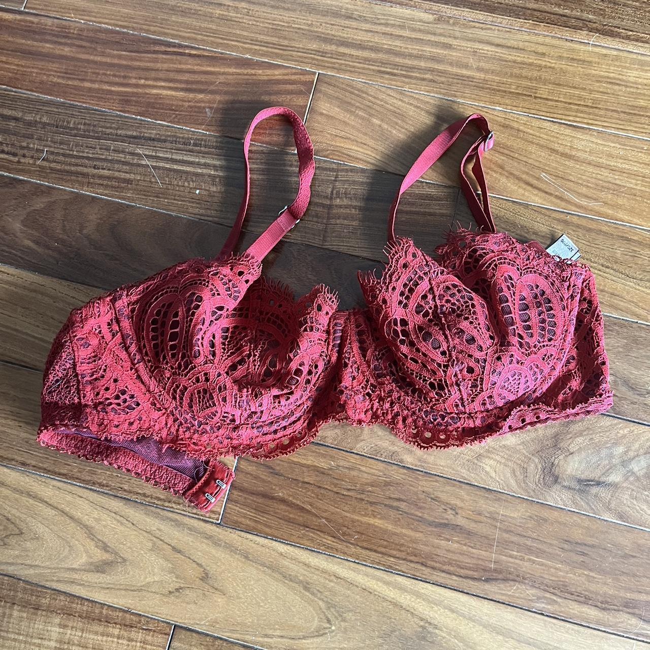 La Senza Red Lace Strapless Bra Size 36DD - New - Depop