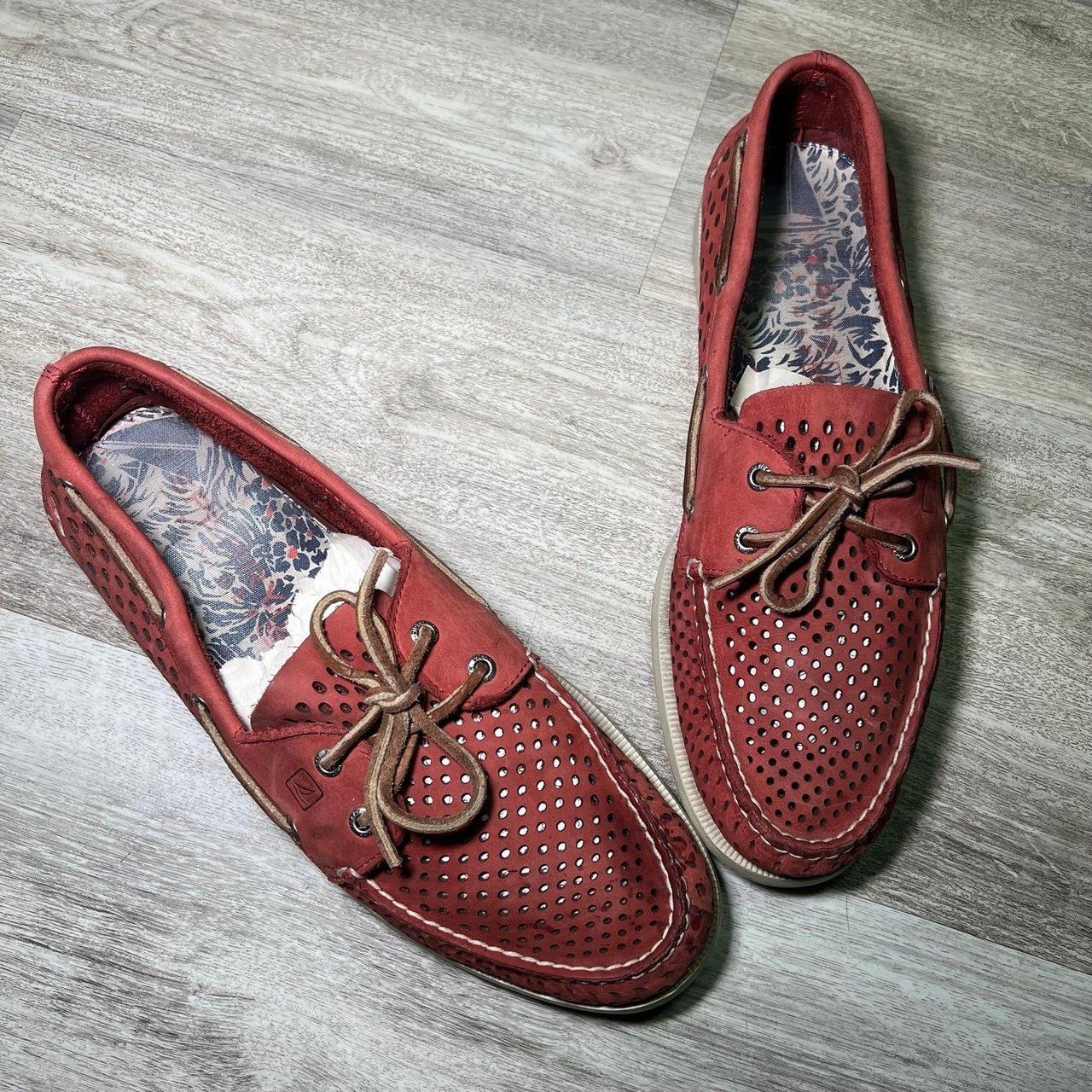 Red sperry shoes fashion