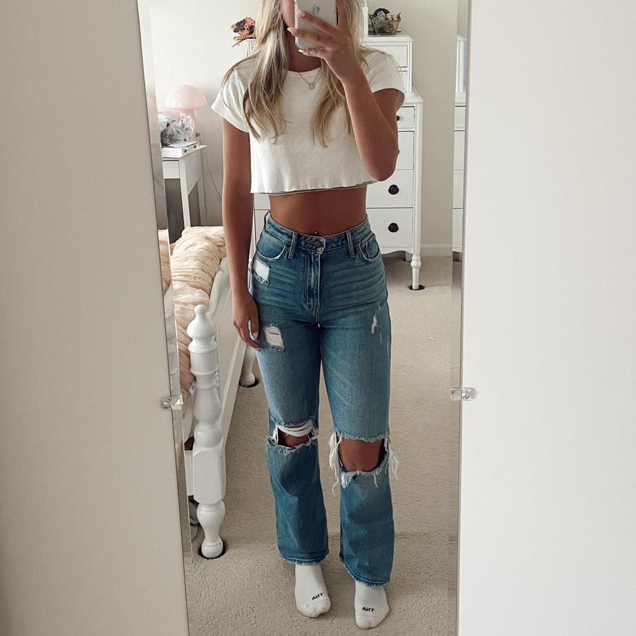 hollister ultra high rise dad jean -hollister... - Depop