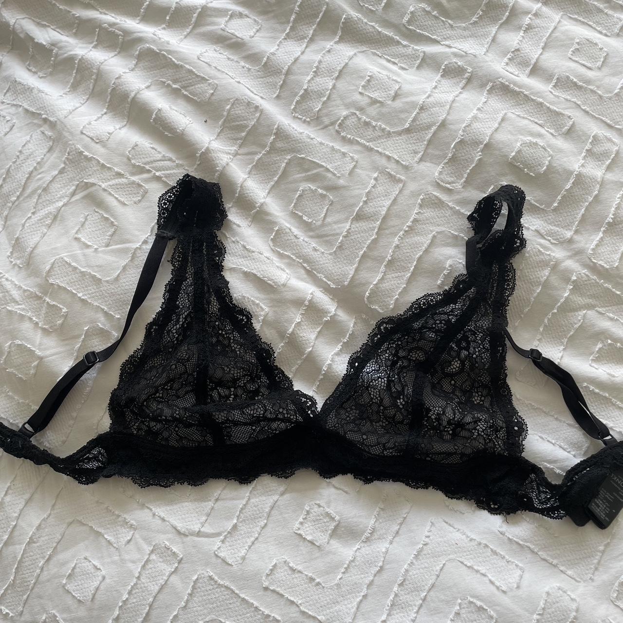 Black lace bralette Size small Worn but such good - Depop