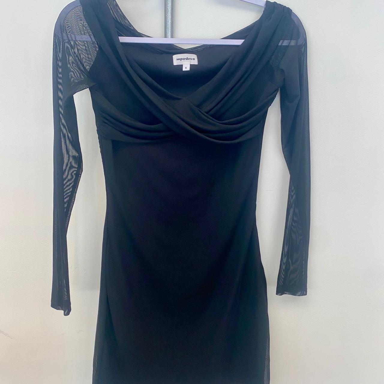 black dress with mesh sleeves - Depop