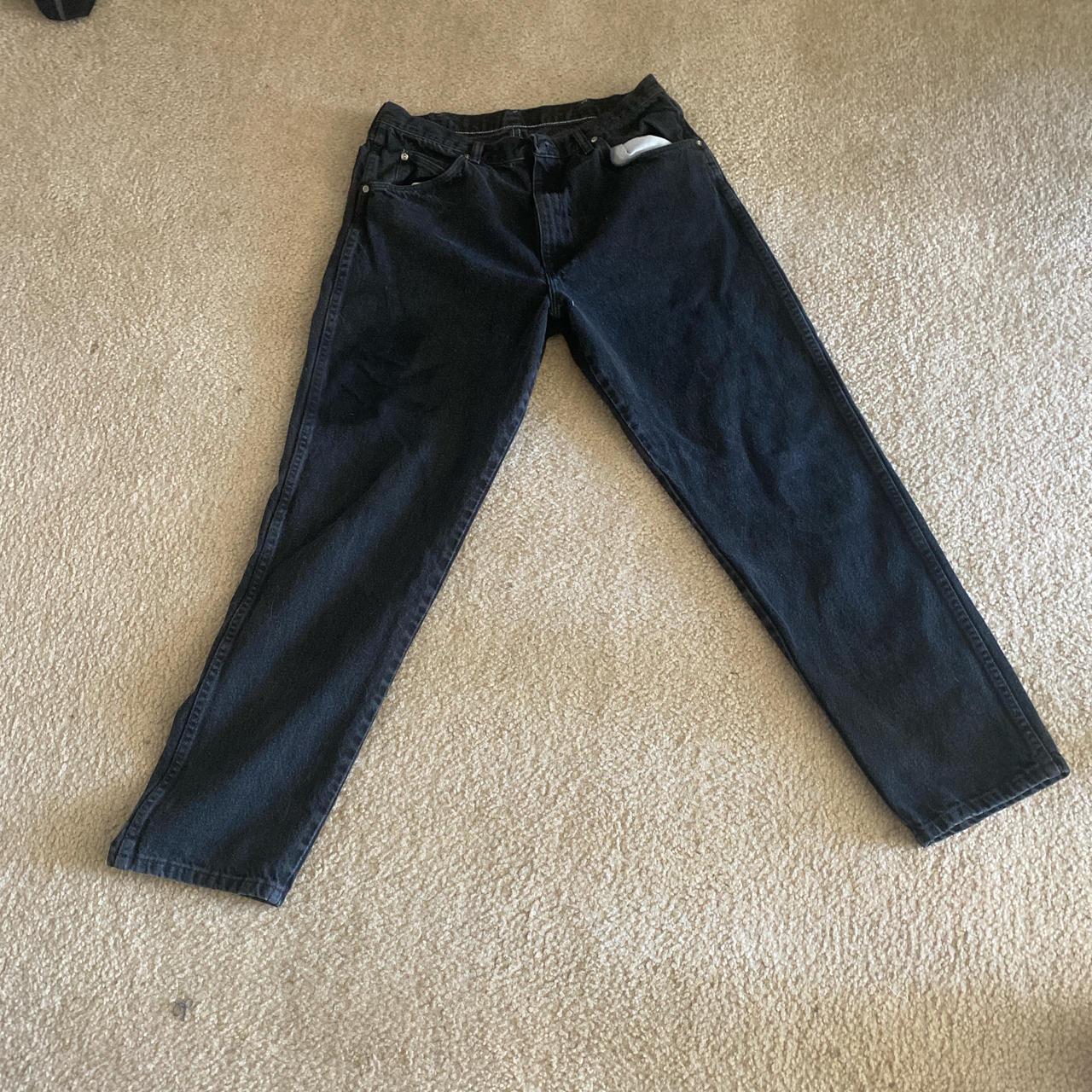 baggy black jeans • wrangler • 36x32 • amazing... - Depop