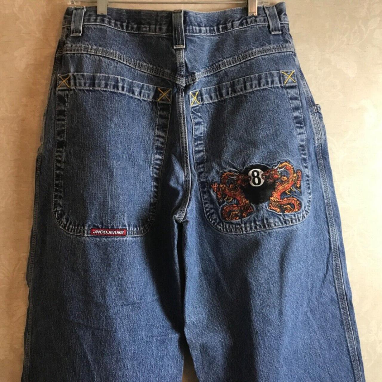 Vtg Jnco 8 Ball Dragon jeans pants 36x32 skater... - Depop