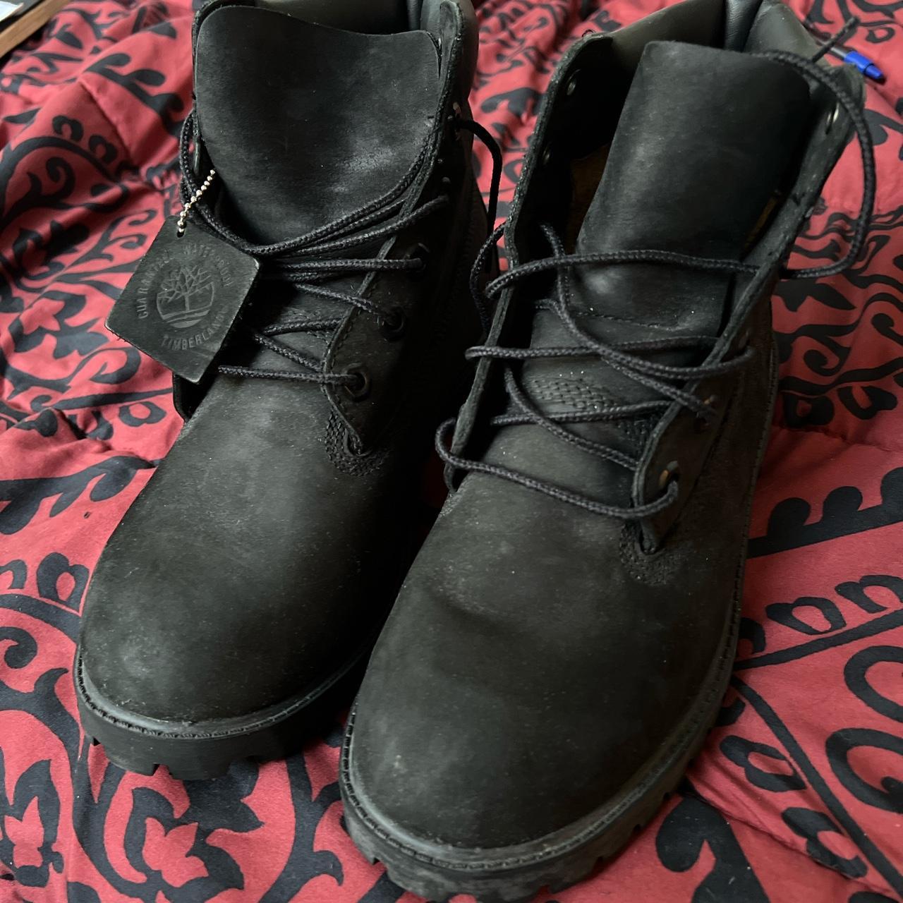 Black Suede Timberlands Size 6 Boys In excellent... - Depop