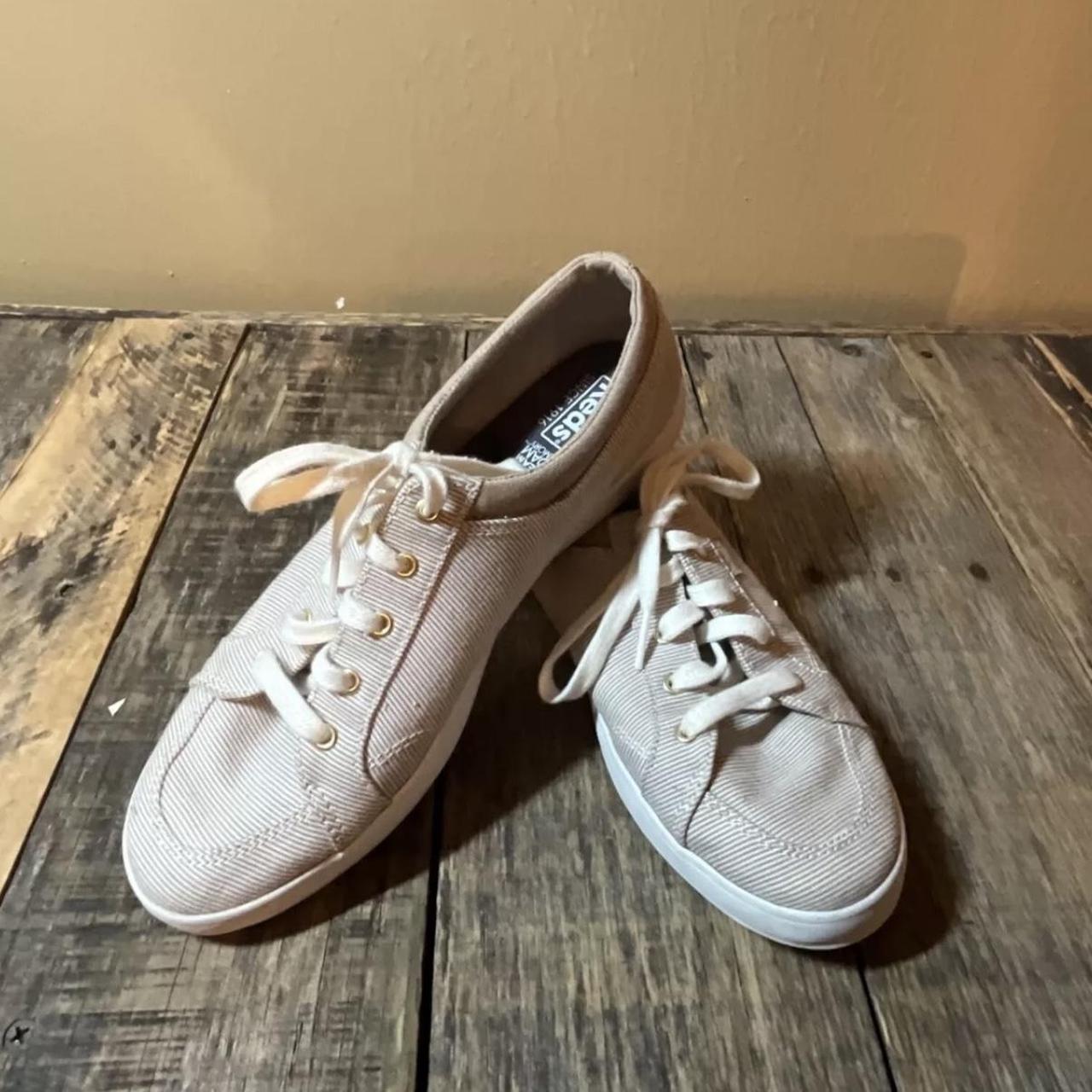 Keds Shoes Color Light Brown Stripes on White Size