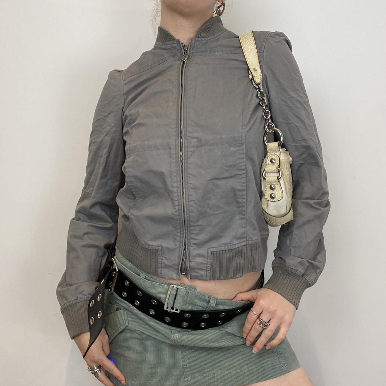 Y2k Diesel designer grey utility bomber jacket with... Depop