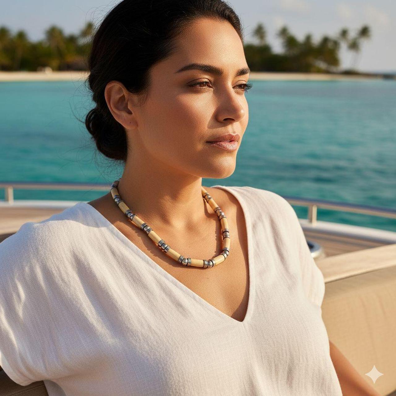 Source Unknown Women's Necklace - Tan/Silver – Vi… - image 2