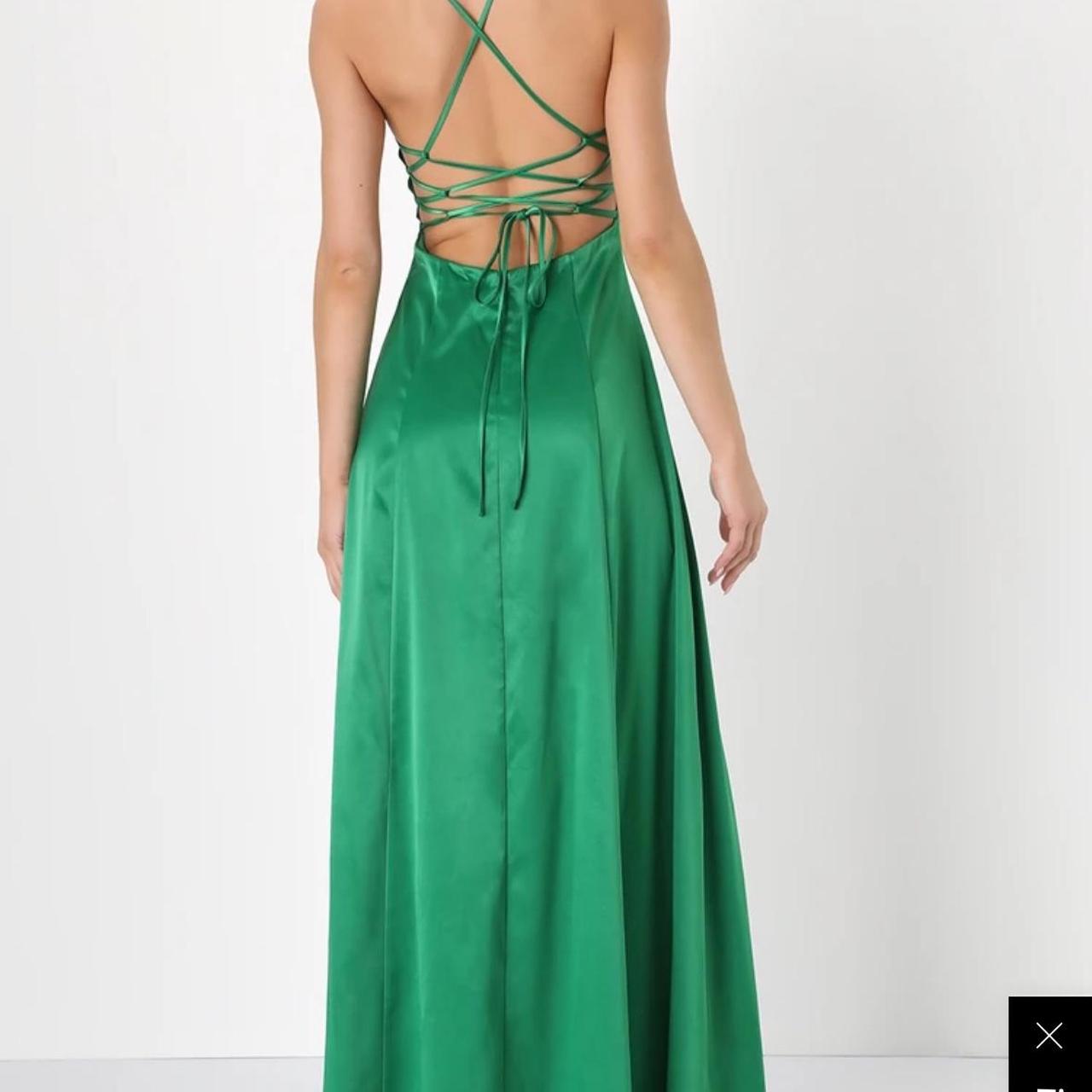 NWOT Lulu’s Ode to Love outlets Emerald Green Satin Maxi Dress Surplice Sz XS / 0