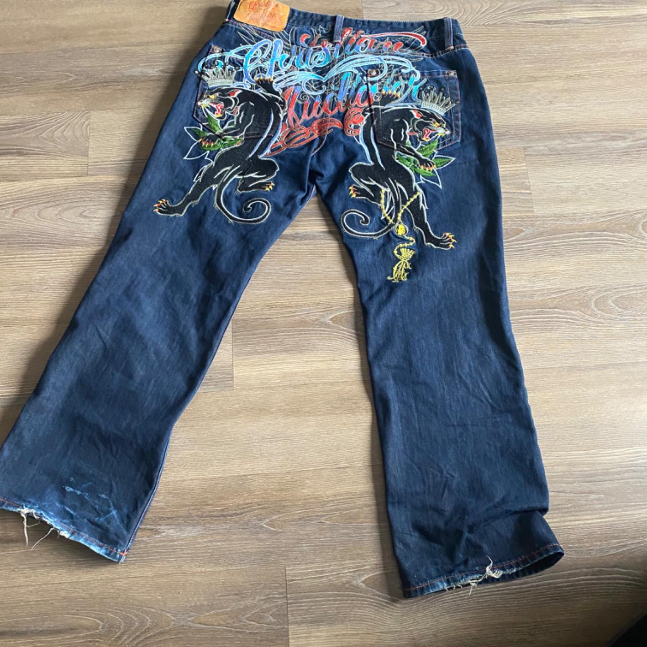 CHRISTIAN AUDIGIER DOUBLE PANTHER JEANS Depop