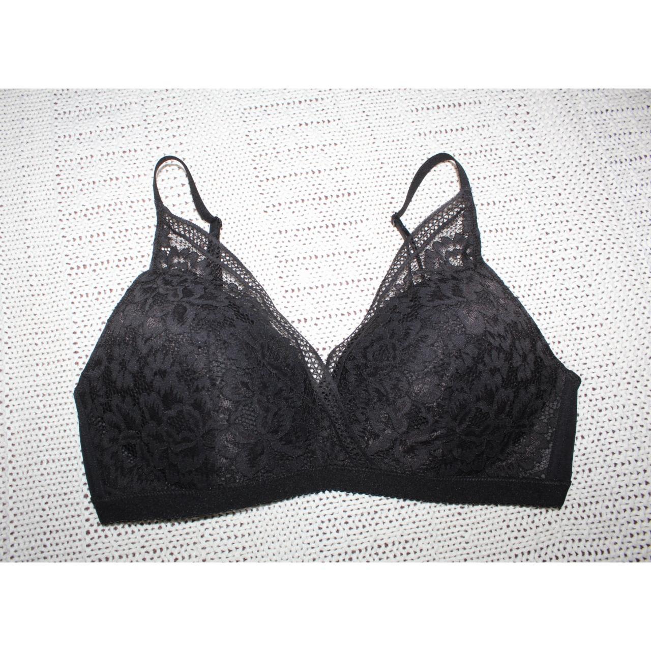 KNIX Black Lace Deep V Wireless Bra Size XL Soft and... - Depop