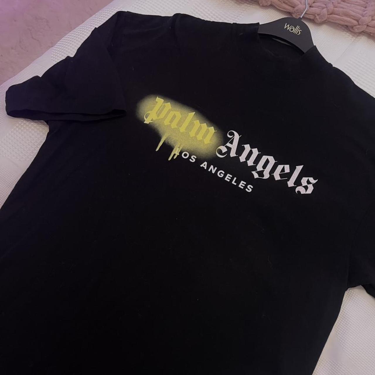 Palm Angels Women's Black and Yellow T-shirt | Depop