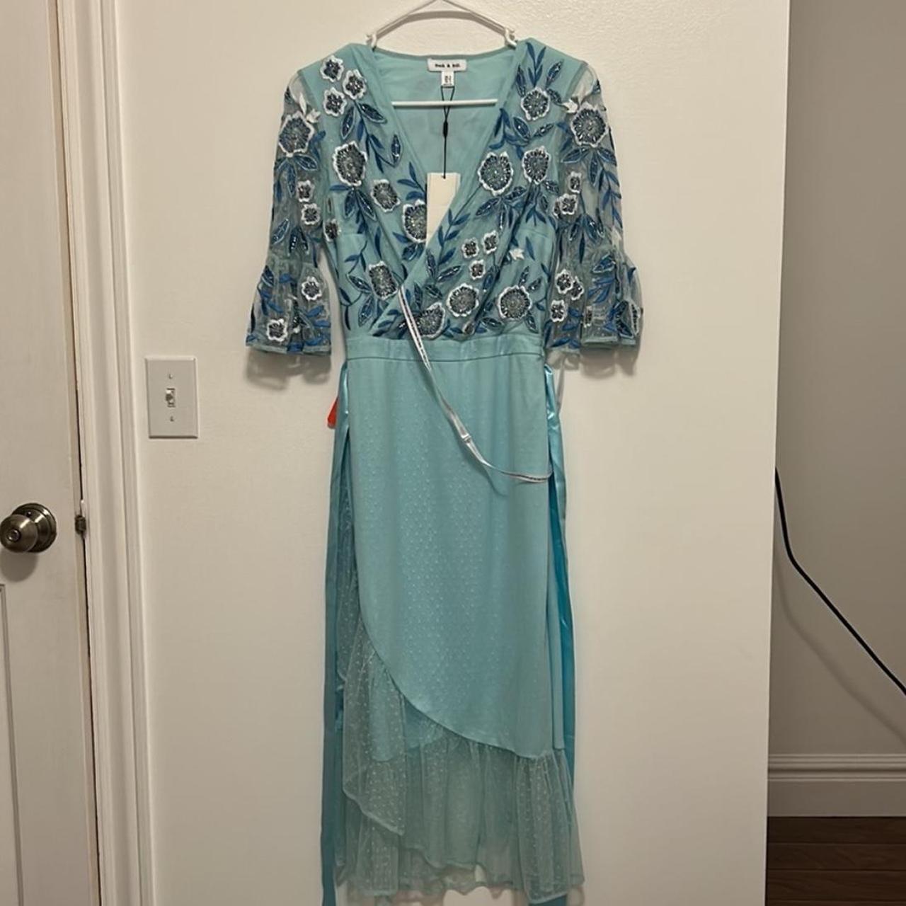 ASOS frock and frill blue embroidered midi dress Depop