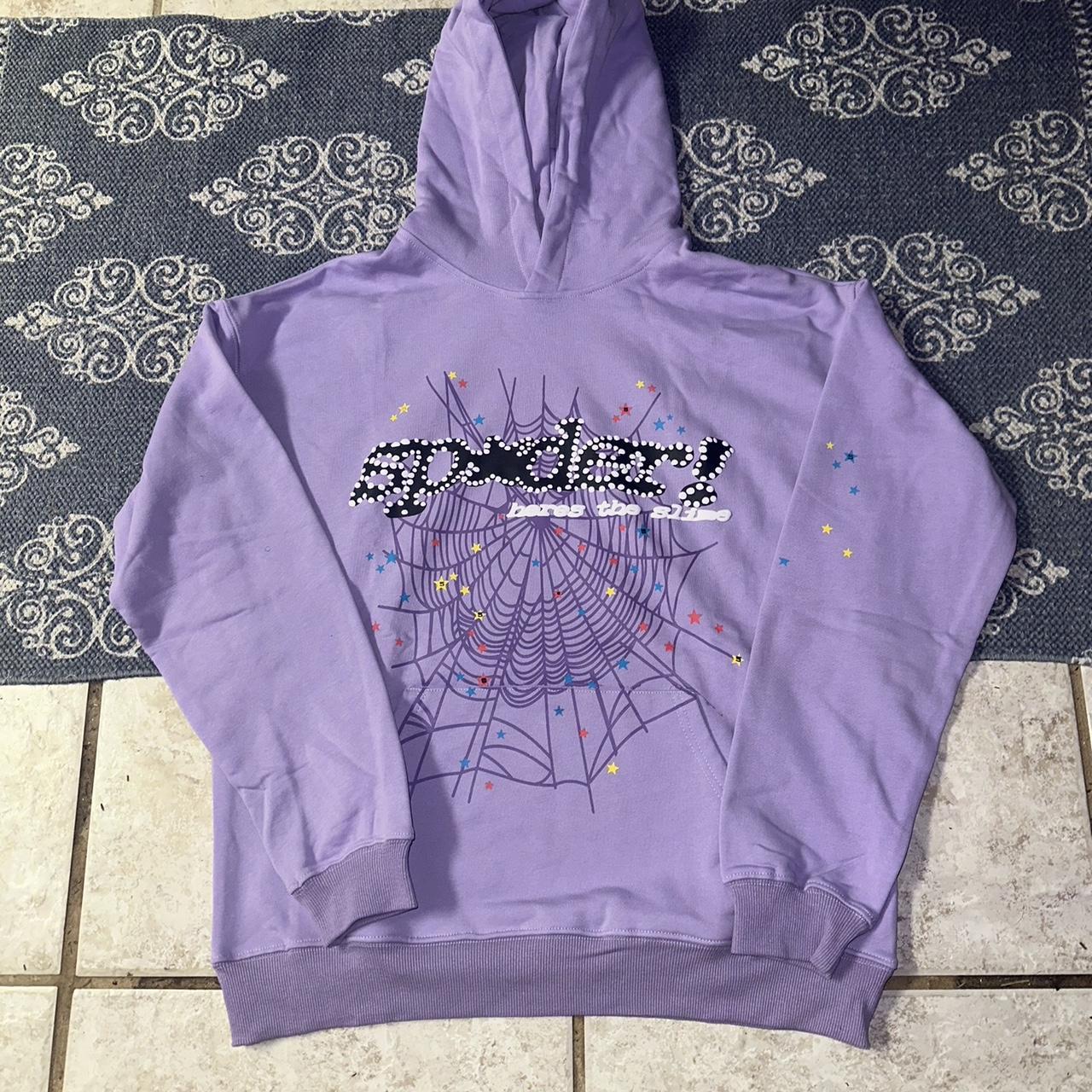 Sp5der Acai Hoodie Purple - Depop