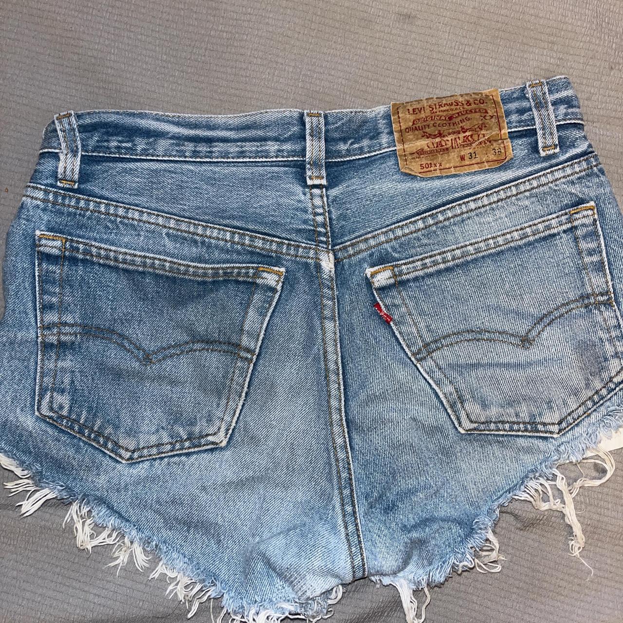 Vintage Levi denim shorts Can fit a size 6-8 - Depop