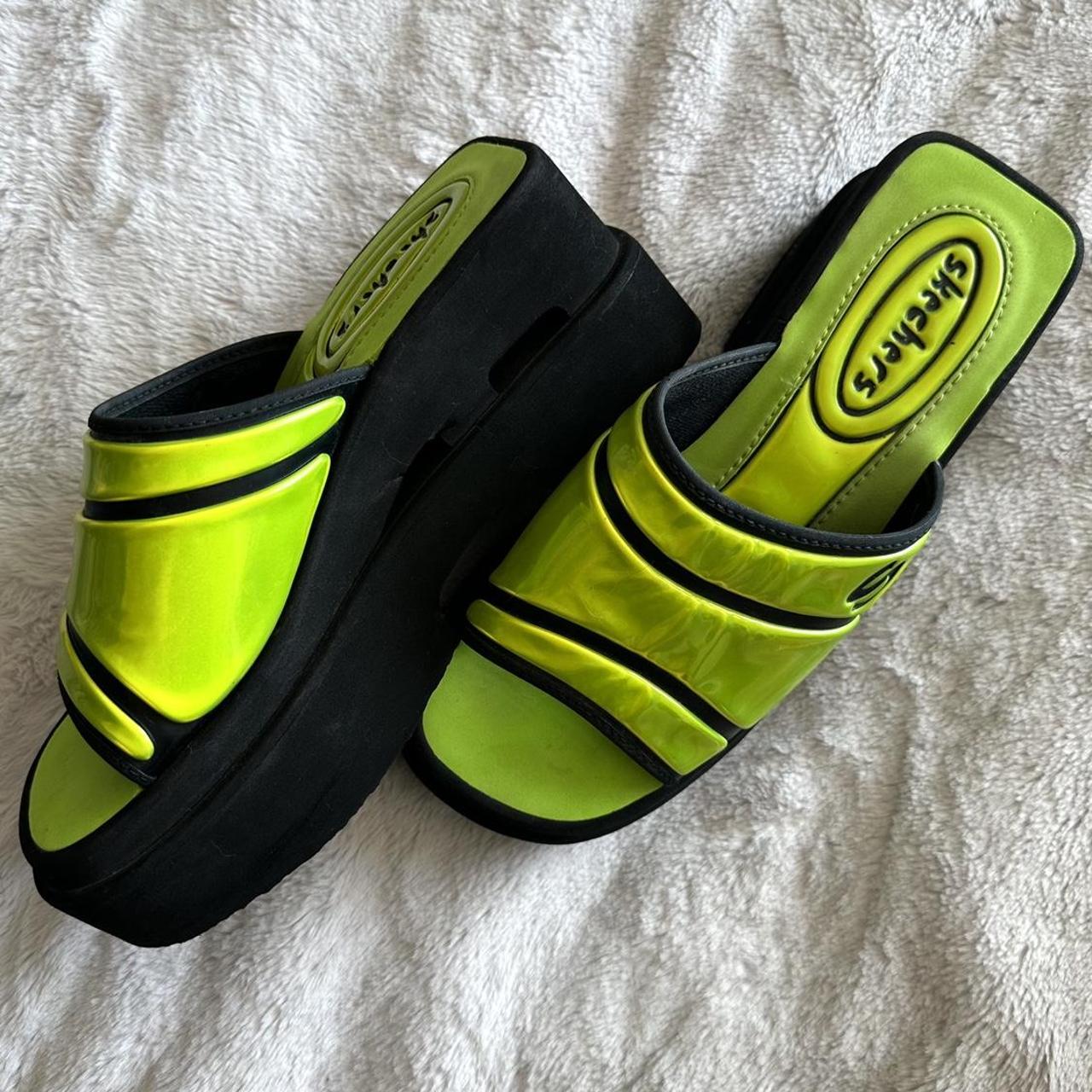 Skechers Women's Green Slides Depop