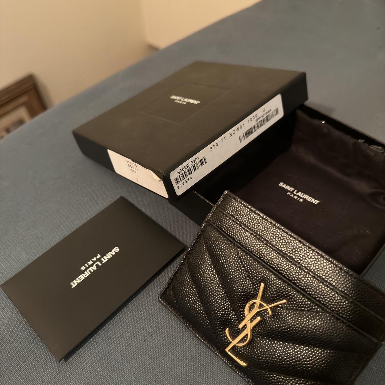 Ysl card holder black and online gold